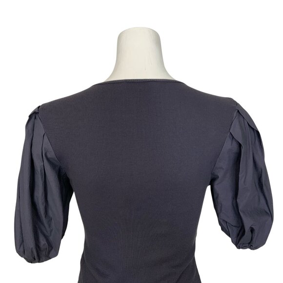 Ulla Johnson Kara Puff Sleeve Ribbed Top Blouse S Periscope Henley Quiet Luxury - Picture 10 of 14